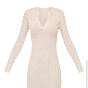 Stone Brushed Rib Button Front Midaxi Dress